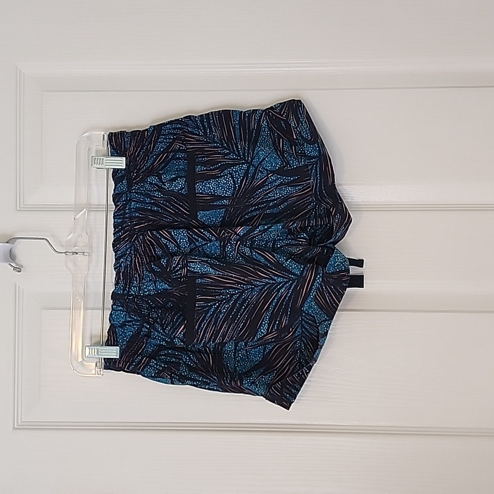Size S Blue Patterned Shorts with Drawstring - Picture 2 of 2